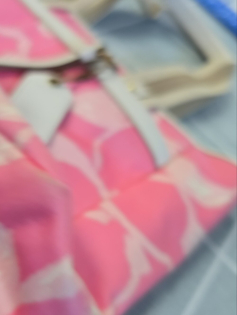 Coach Pink Patterned Tote with Cream Handles - Picture 7 of 13